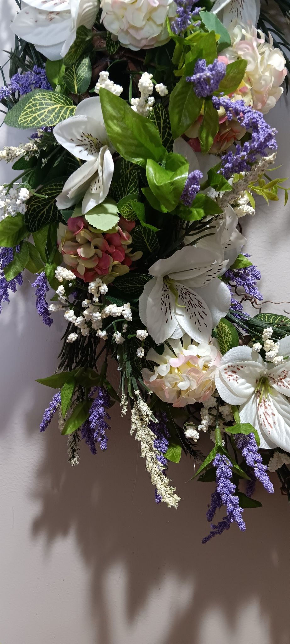 Silk Cream and Lavender Grapevine Wreath -SALE!!