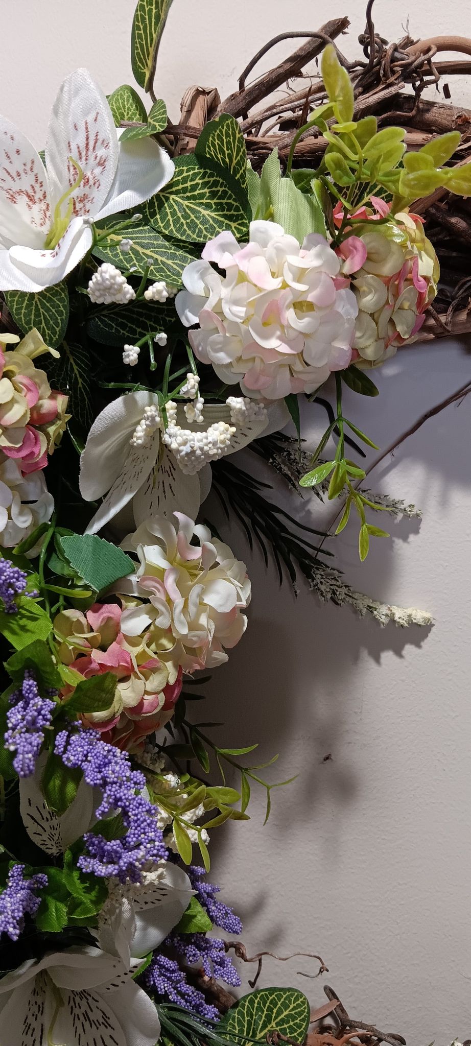 Silk Cream and Lavender Grapevine Wreath -SALE!!