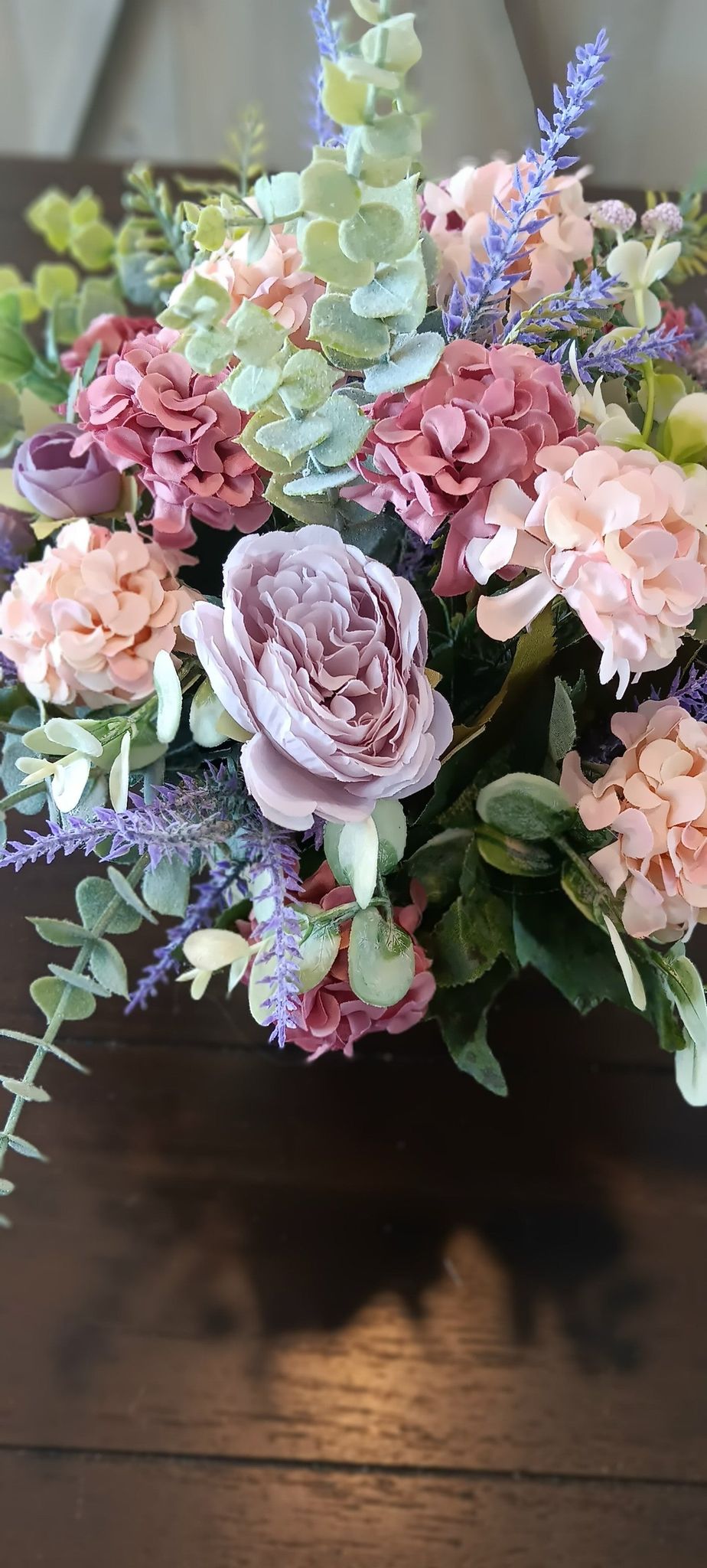Soft Pastel Silk Arrangement in Metal Flower Pot