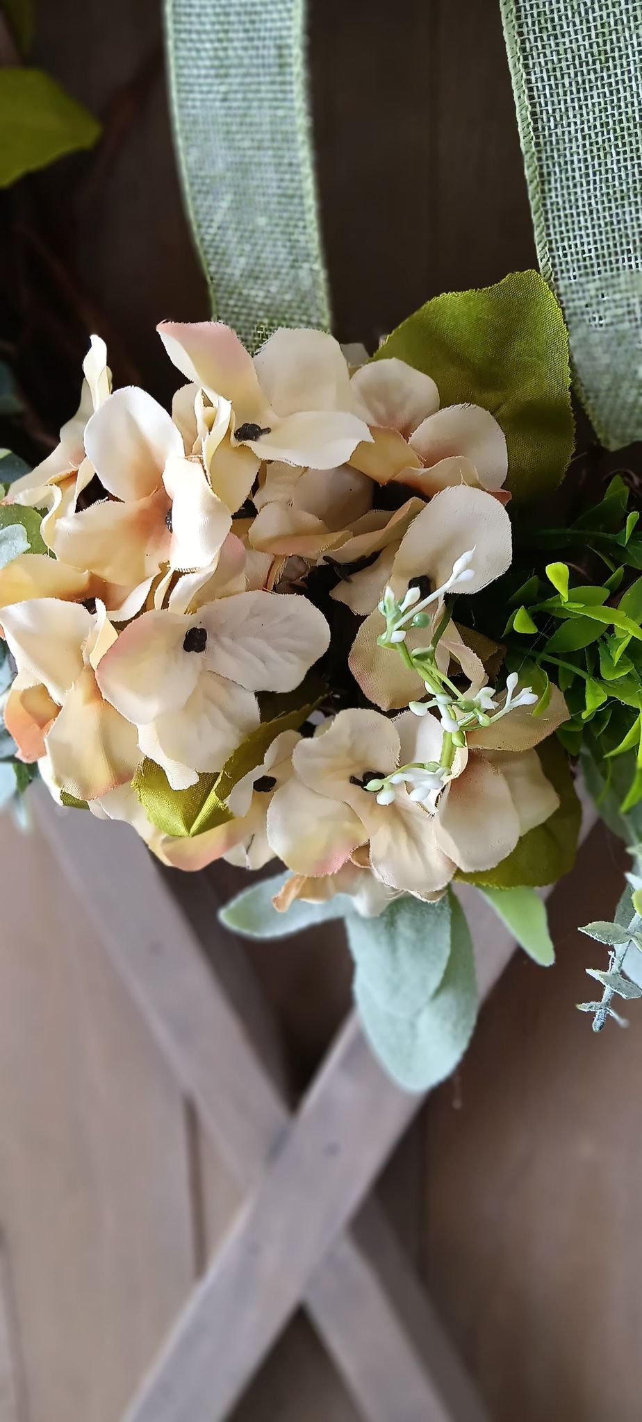 Silk Green Hydrangea Grapevine Wreath -SALE!!