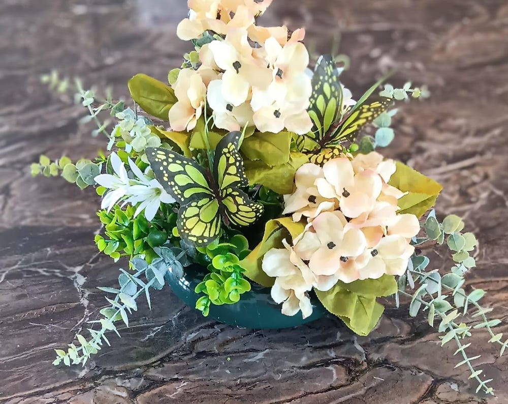 Silk Hydrangea Butterfly Arrangement