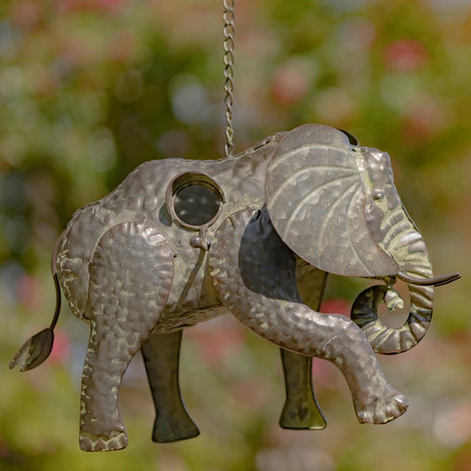 GALVANIZED HANGING ANIMAL BIRDHOUSE - ELEPHANT