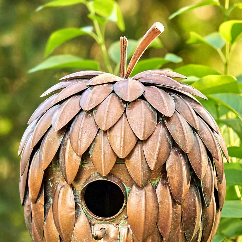 67.25" TALL PINECONE SHAPED COPPER FINISH BIRDHOUSE STAKE
