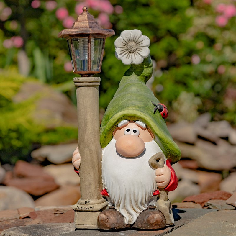 Set of 2 Spring Garden Gnomes with Solar Lanterns "Shortstack & Dinkle"