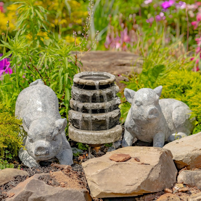 Set of 2 Magnesium Piglet Statues "Truffles & Clover"