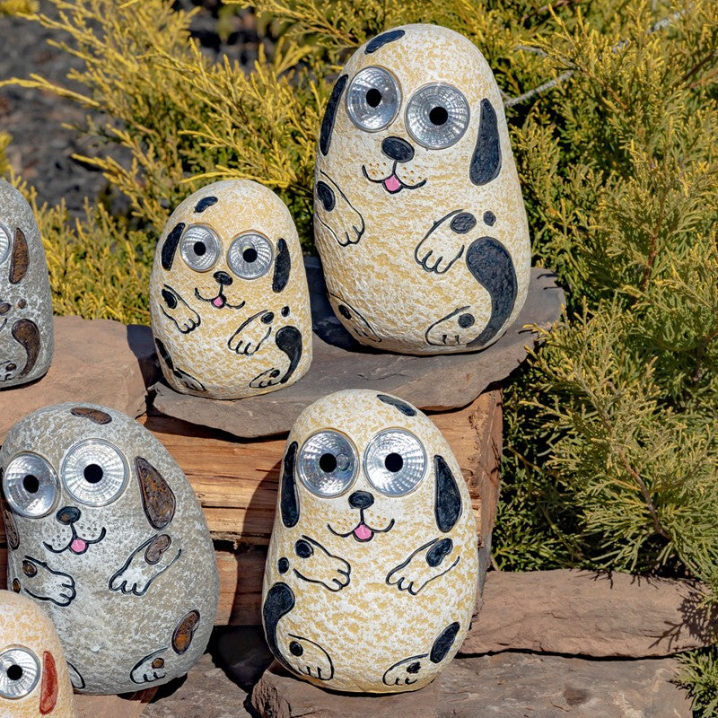Set of 3 Solar "Rock" Dogs with Light Up Eyes