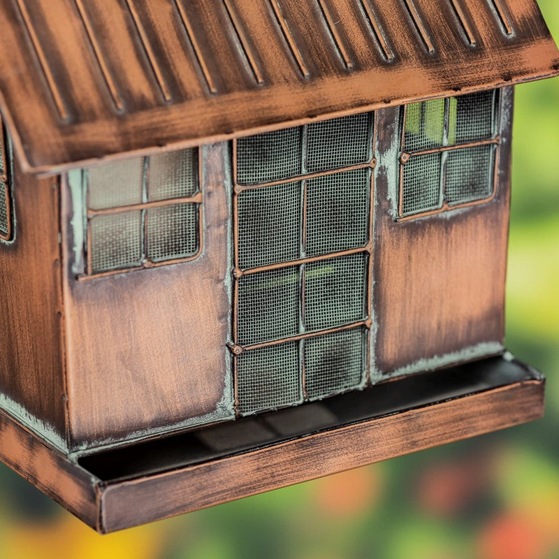 Hanging Iron Bird Feeder with Antique Copper Finish "Cottage"