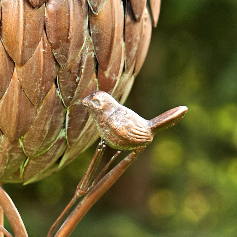 67.25" TALL PINECONE SHAPED COPPER FINISH BIRDHOUSE STAKE