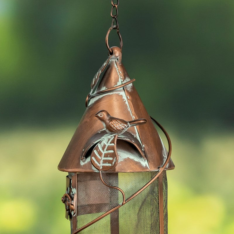 Hanging Iron Bird Feeder with Antique Copper Finish "Silo"
