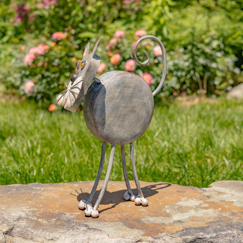 18" TALL HAND PAINTED IRON CAT DECORATION WITH BOBBLEHEAD "STACY"