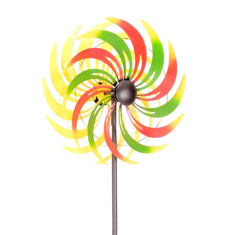 93" Tall Red, Green & Yellow Metal Windmill Stake "Adriana"