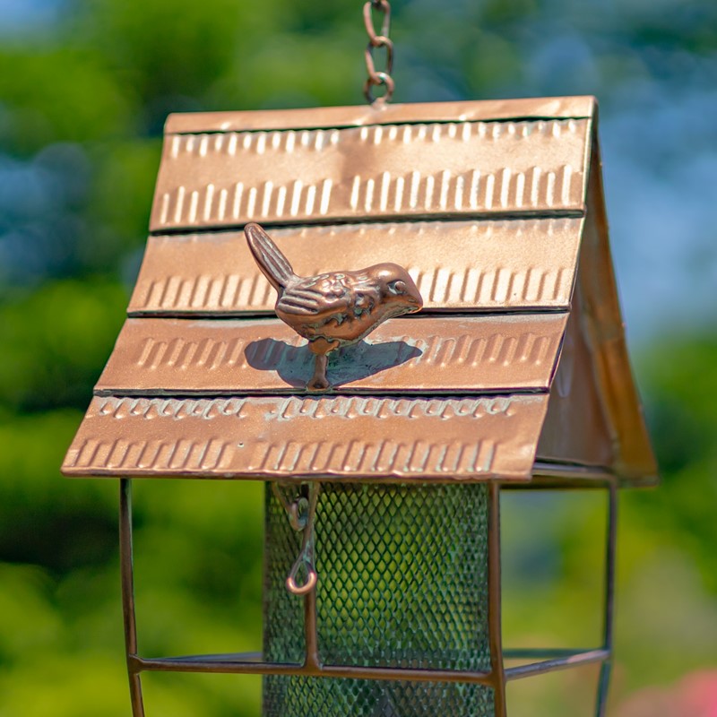 42" Long Hanging Pagoda Shaped Iron Birdfeeder with Toadstool & Bells