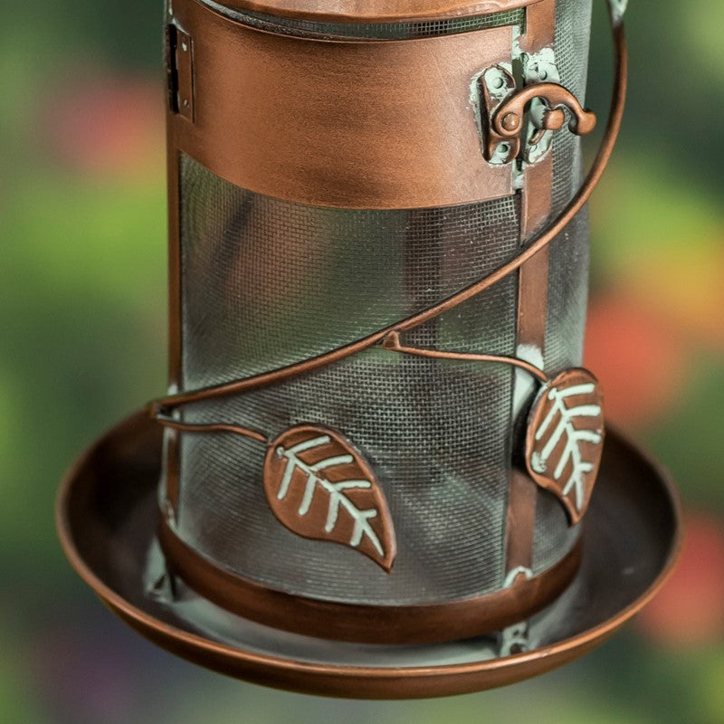 Hanging Iron Bird Feeder with Antique Copper Finish "Silo"