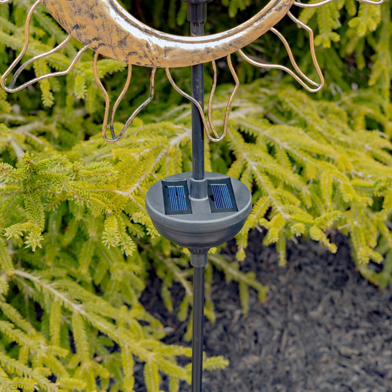 Dual Sun & Moon Solar Spinning LED Garden Stakes in 2 Assorted Colors