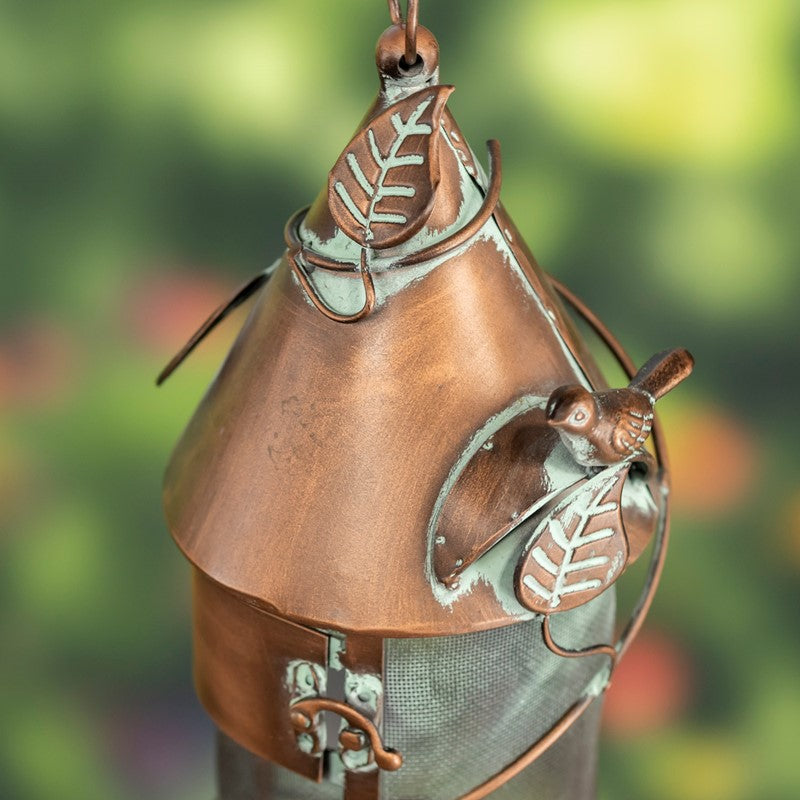 Hanging Iron Bird Feeder with Antique Copper Finish "Silo"
