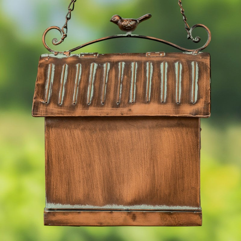 Hanging Iron Bird Feeder with Antique Copper Finish "Cottage"