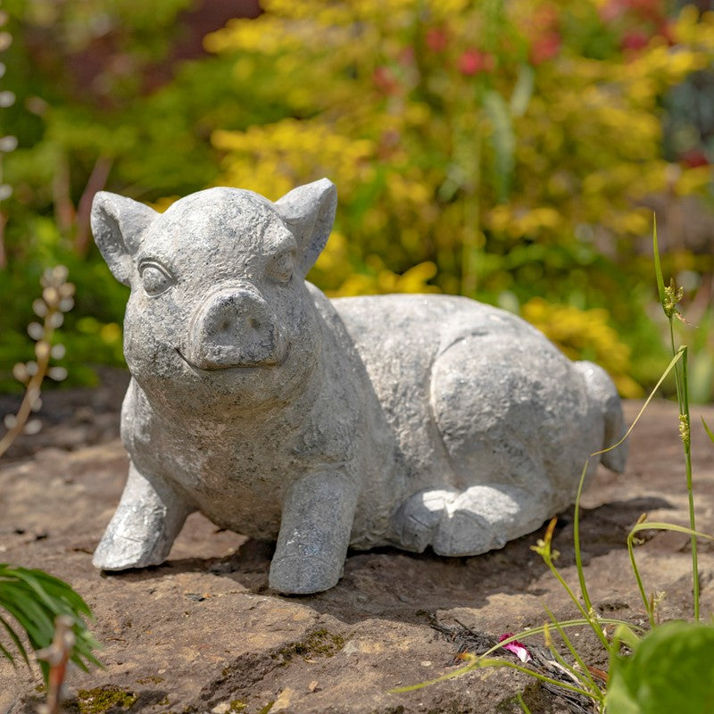 Set of 2 Magnesium Piglet Statues "Truffles & Clover"