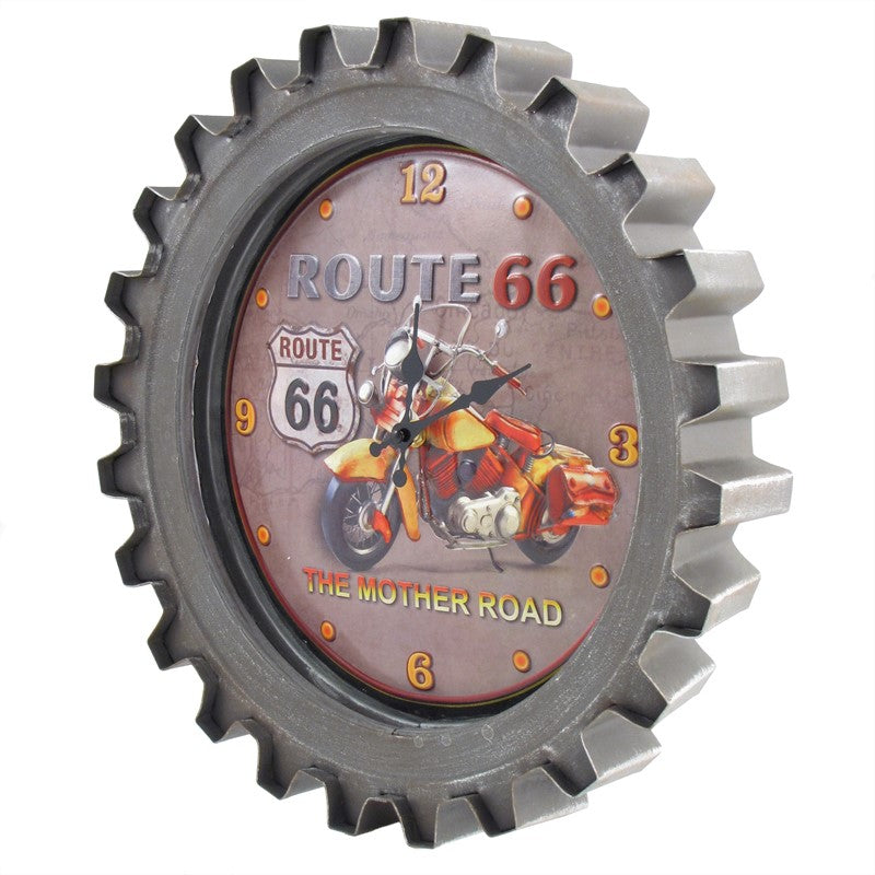 Set of 6 Vintage Style Motorcycle Gear-Shaped Iron Wall Clocks
