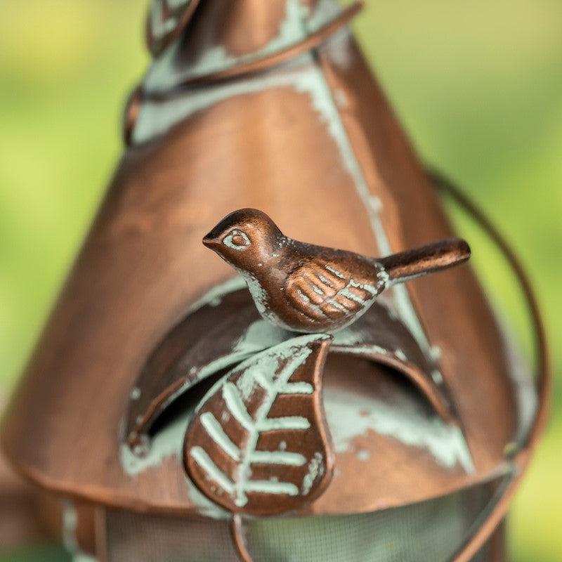 Hanging Iron Bird Feeder with Antique Copper Finish "Silo"