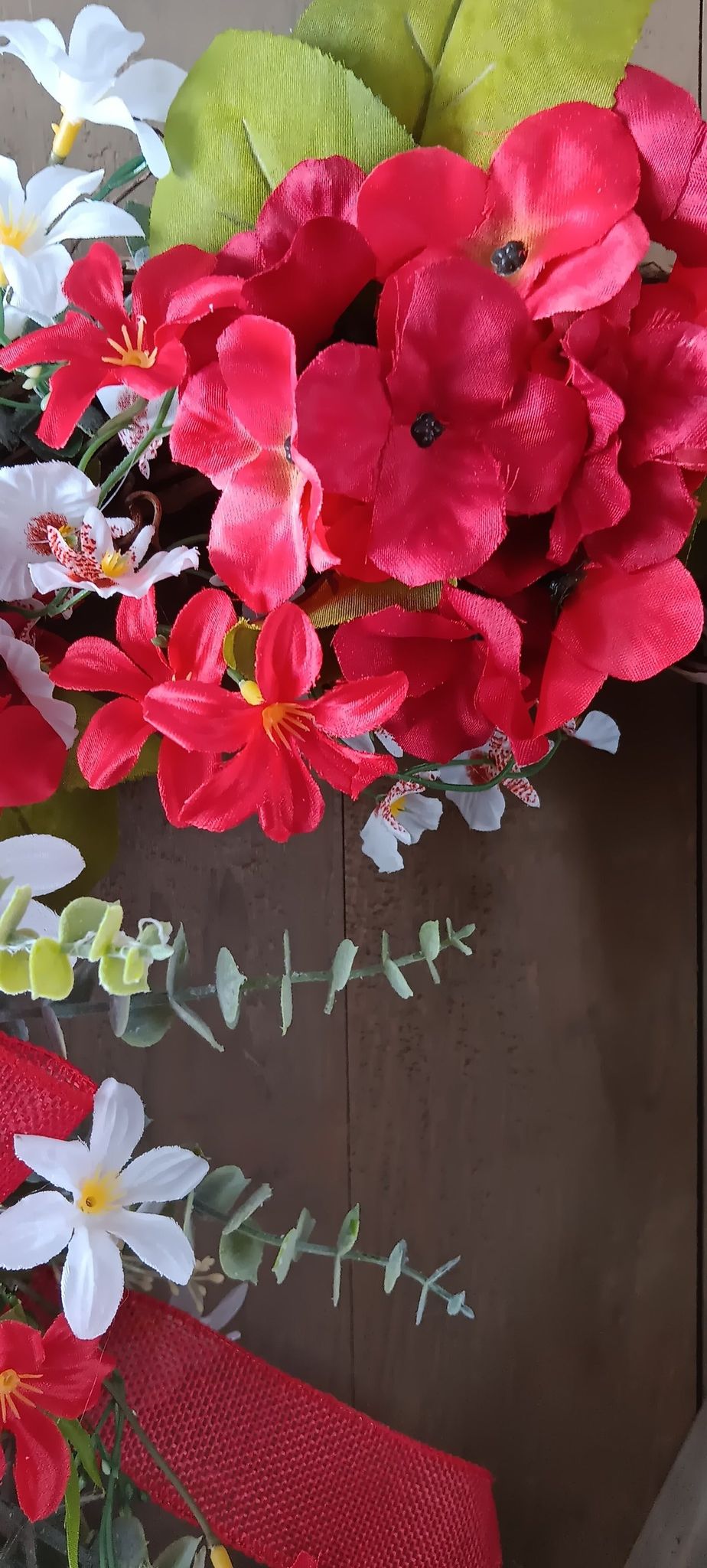 Red Hydrangea Grapevine Wreath -SALE!!