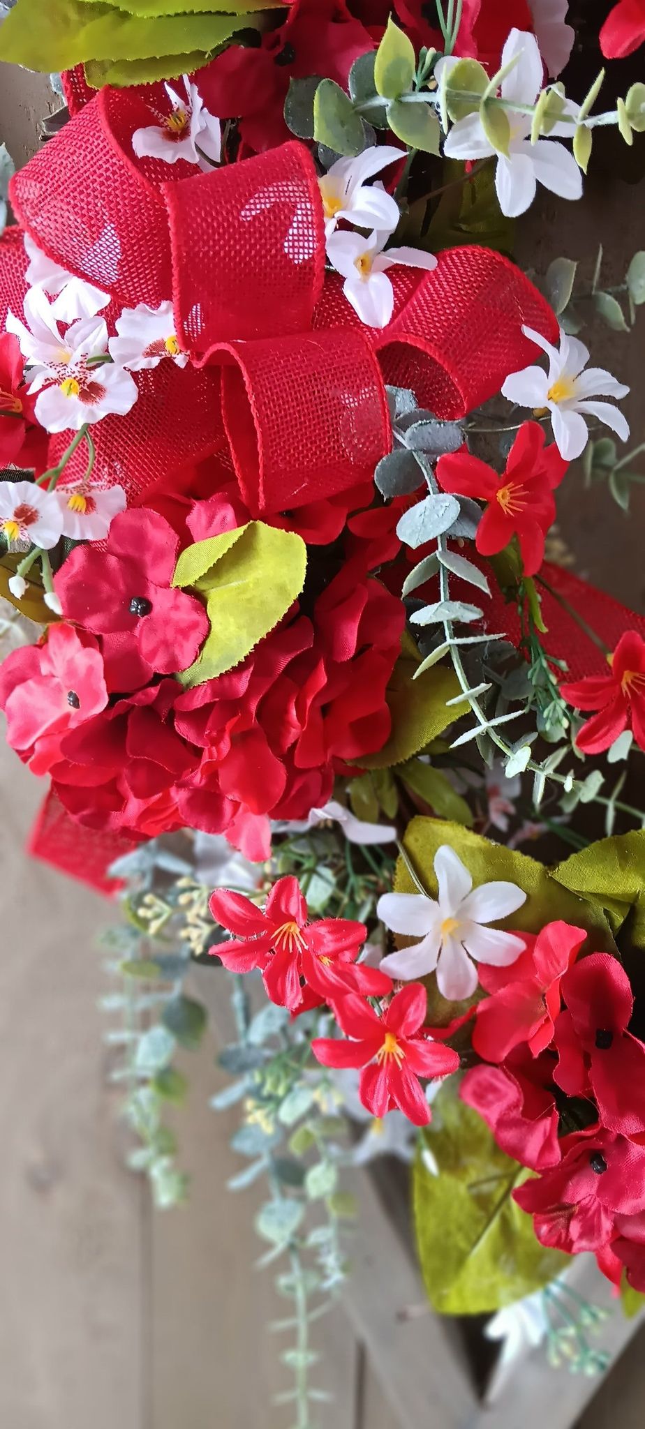 Red Hydrangea Grapevine Wreath -SALE!!