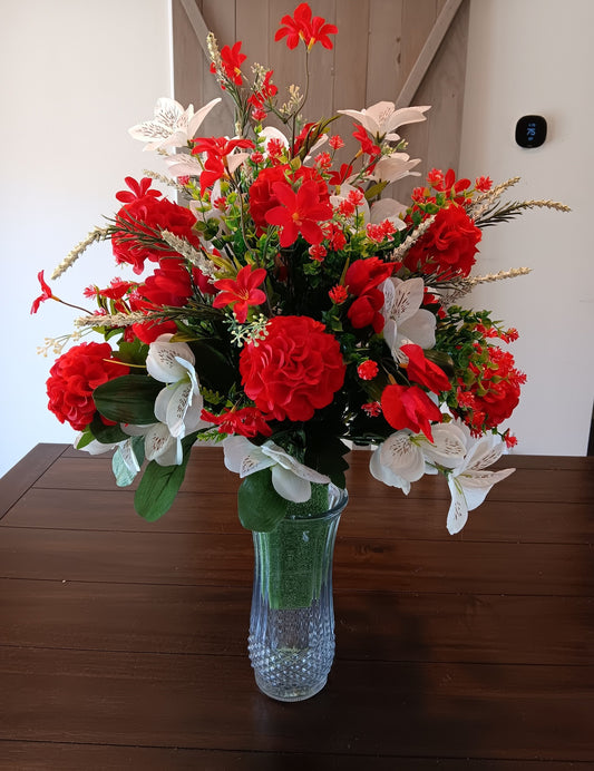 Silk Hydrangea and Alstroemeria Lilly Vase